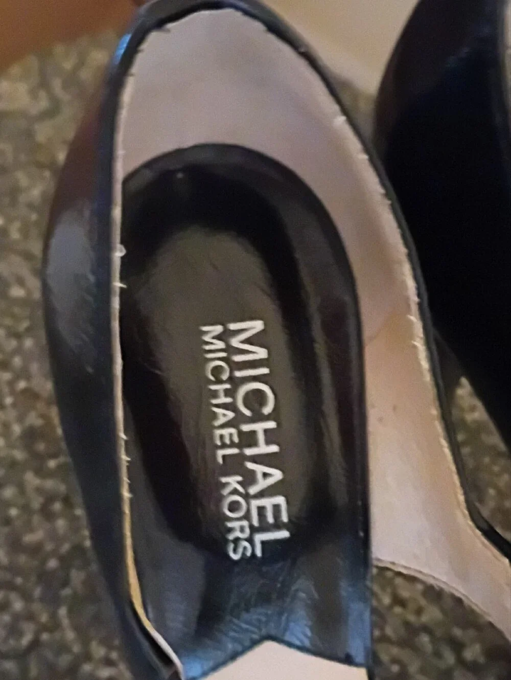 MICHAEL Michael Kors Black Patent Open-Toe Ankle-Strap Heels Size 6